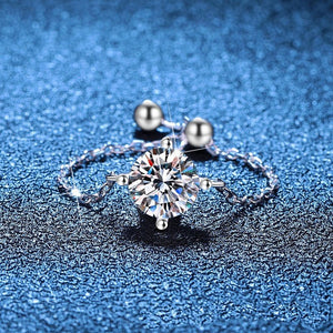 Solitaire Moissanite Slide Chain Adjustable Ring - Perimade & Co.