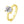 Two rings, one in gold and one in silver, each featuring a central oval moissanite gemstone, placed on a white surface with a pale ribbon in the background.