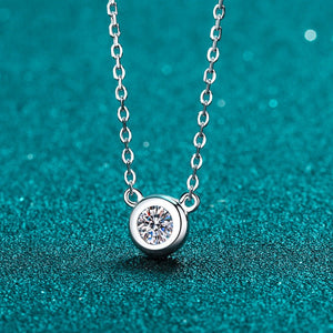 Solitaire Round Moissanite Charm Necklace - Perimade & Co.