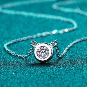 Solitaire Round Moissanite Charm Necklace - Perimade & Co.