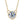 A round moissanite charm necklace with a gold-colored frame on a silver chain, showcasing a single large clear gemstone.