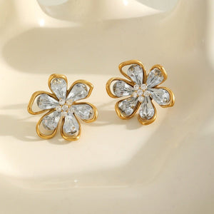 Sparkling CZ Flower Statement Stud Earrings - Perimade & Co.
