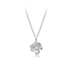 Sparkling CZ Textured Floral Charm Necklace - Perimade & Co.