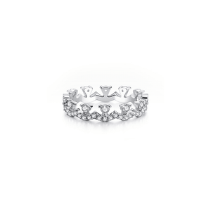 Silver ring with gemstones on a white background