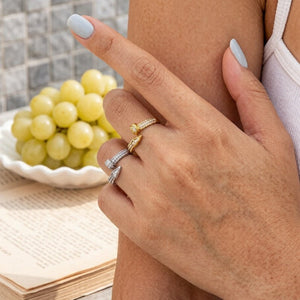 Sparkling Half Pave Bent Nail Stack Open Ring - Perimade & Co.