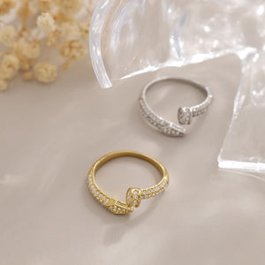 Sparkling Half Pave Bent Nail Stack Open Ring - Perimade & Co.