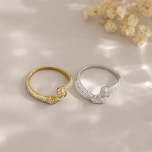 Sparkling Half Pave Bent Nail Stack Open Ring - Perimade & Co.