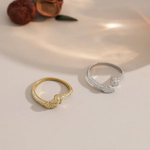 Sparkling Half Pave Bent Nail Stack Open Ring - Perimade & Co.