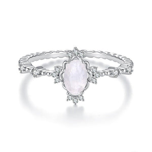 Sparkling Oval Moonstone Milgrain Band Ring - Perimade & Co.