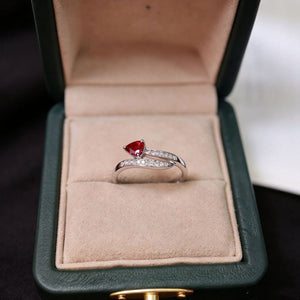 Sparkling Red Pear CZ Pave Bypass Band Ring - Perimade & Co.