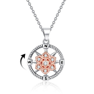 Spinner Floral Compass CZ Pendant Necklace - Perimade & Co.