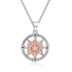 Spinner Floral Compass CZ Pendant Necklace - Perimade & Co.