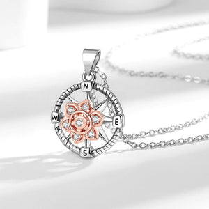 Spinner Floral Compass CZ Pendant Necklace - Perimade & Co.