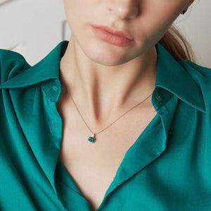 Square Emerald Gemstone Pendant Necklace - Perimade & Co.