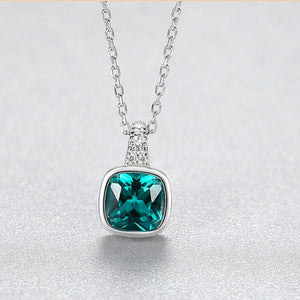 Square Emerald Gemstone Pendant Necklace - Perimade & Co.