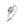 Silver ring with a green gemstone on a white background