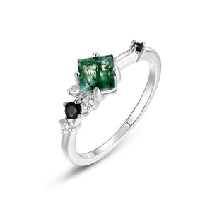 Square Moss Agate Stacking Band Ring - Perimade & Co.