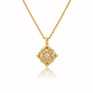 Square Textured Crisscross pendant Necklace - Perimade & Co.