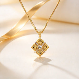 Square Textured Crisscross pendant Necklace - Perimade & Co.