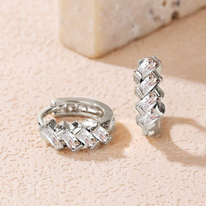 Staggered Baguette Moissanite Hoop Earrings - Perimade & Co.
