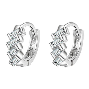 Staggered Baguette Moissanite Hoop Earrings - Perimade & Co.