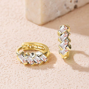 Staggered Baguette Moissanite Hoop Earrings - Perimade & Co.