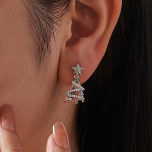 Star Crystal Christmas Tree Drop Stud Earrings - Perimade & Co.