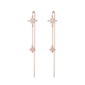 Star Dangle Drop Long Threader Earrings - Perimade & Co.