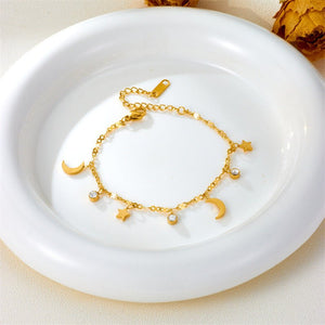 Star Moon Charm Ankle Bracelet Anklet - Perimade & Co.