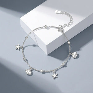 Starfish Seashell Charm Bead Station Bracelet - Perimade & Co.