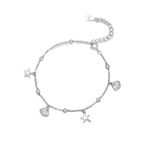 Starfish Seashell Charm Bead Station Bracelet - Perimade & Co.