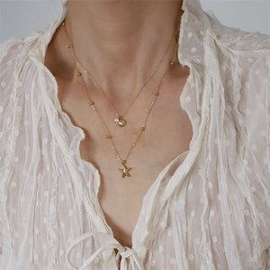 Starfish Seashell Double Chain Necklace - Perimade & Co.