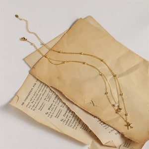Starfish Seashell Double Chain Necklace - Perimade & Co.