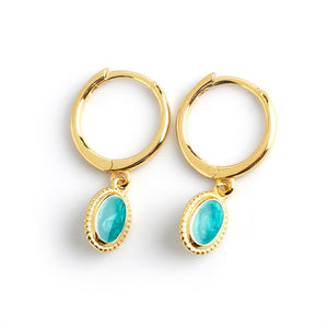 Starry Night Oval Drop Hoop Earrings - Perimade & Co.