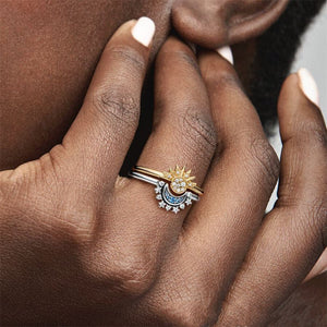 Sun Moon Star Couple Matching Stacking Ring - Perimade & Co.