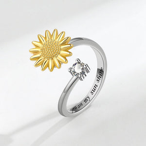 Sunflower Anxiety Fidget Spinner Bypass Ring - Perimade & Co.