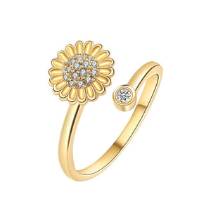 Sunflower Anxiety Fidget Spinner Bypass Ring - Perimade & Co.