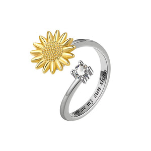 Sunflower Anxiety Fidget Spinner Bypass Ring - Perimade & Co.