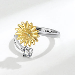 Sunflower Anxiety Fidget Spinner Bypass Ring - Perimade & Co.