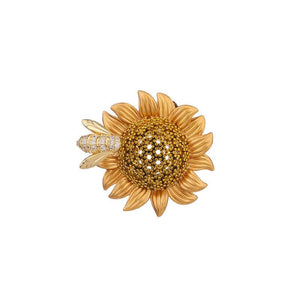 Sunflower Bee Wedding Statement Brooch - Perimade & Co.