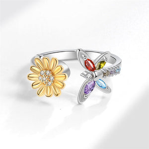 Sunflower Dragonfly Fidget Spinner Ring - Perimade & Co.