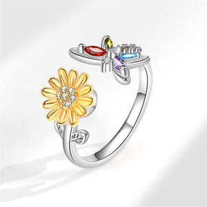 Sunflower Dragonfly Fidget Spinner Ring - Perimade & Co.