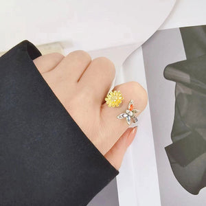Sunflower Dragonfly Fidget Spinner Ring - Perimade & Co.