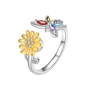Sunflower Dragonfly Fidget Spinner Ring - Perimade & Co.