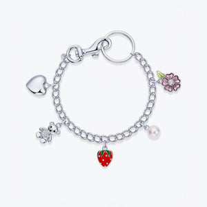Sweetheart Teddy Pearl Bag Charm Keychain - Perimade & Co.