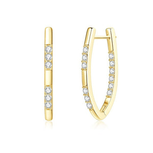 Tapered V Shaped Crystal Pave Hoop Earrings - Perimade & Co.
