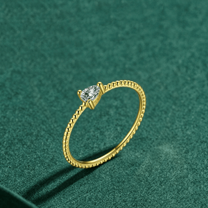 Teardrop CZ Beaded Stacking Thin Band Ring - Perimade & Co.
