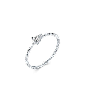 Teardrop CZ Beaded Stacking Thin Band Ring - Perimade & Co.