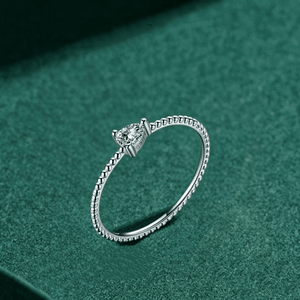 Teardrop CZ Beaded Stacking Thin Band Ring - Perimade & Co.
