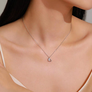 Teardrop CZ Half Open Heart Charm Necklace - Perimade & Co.